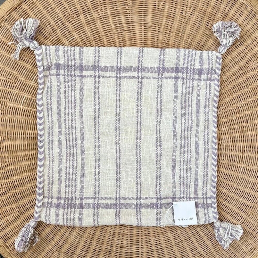 NEW Serena & Lily Ridge Stripe Pillow Cover (22” SQ)-Lavender Purple